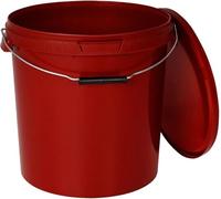 BenBow Secchio con coperchio 20l rosso 5x 20 litri - sicuro per gli alimenti, stabile, ermetico, a prova di perdite - contenitore per la conservazione in plastica, con manico in metallo - vuoto