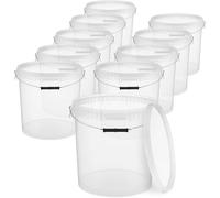 BenBow Secchio con coperchio 20l trasparente 10x 20 litri - sicuro per gli alimenti, stabile, ermetico, a prova di perdite - contenitore per la conservazione in plastica, con manico in metallo - vuoto