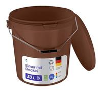 BenBow Secchio con coperchio, 30 l, marrone, 3 x 30 litri - Alimentare stabile ermetico a prova di perdite neutro inodore contenitore in plastica con manico in metallo vuoto - per uso domestico