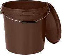 BenBow Secchio con coperchio, 30 l, marrone, 5 x 30 litri - Alimentare stabile ermetico a prova di perdite neutro inodore contenitore in plastica con manico in metallo vuoto - per uso domestico