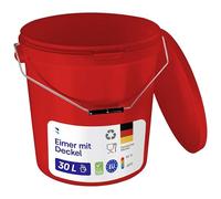 BenBow Secchio con coperchio, 30 l, rosso, 3 x 30 litri - Alimentare stabile ermetico a prova di perdite neutro inodore contenitore in plastica con manico in metallo vuoto - per uso domestico