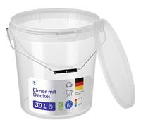 BenBow Secchio con coperchio, 30 l, trasparente, 1 x 30 litri, per alimenti, stabile, ermetico, a prova di perdite, inodore, contenitore in plastica - vuoto
