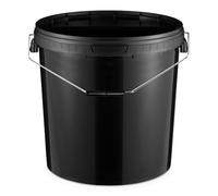BenBow Secchio con coperchio 30l nero 100x 30 litri - sicuro per gli alimenti, stabile, ermetico, a prova di perdite, inodore - contenitore di stoccaggio in plastica, con maniglie - vuoto