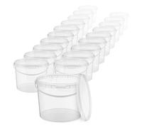 BenBow Secchio con coperchio 3l trasparente 100x 3 litri - sicuro per gli alimenti, stabile, ermetico - secchio di plastica con manico - vuoto