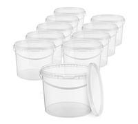 BenBow Secchio con coperchio 3l trasparente 10x 3 litri - sicuro per gli alimenti, stabile, ermetico - secchio di plastica con manico - vuoto