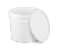 BenBow Secchio con coperchio 5l bianco 100x 5 litri sicuro per gli alimenti, stabile, ermetico, a prova di perdite, inodore - contenitore di plastica, con manico - vuoto