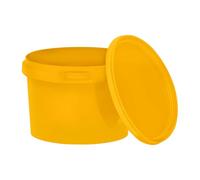 BenBow Secchio con coperchio giallo, 100 x 0,5 litri, per alimenti, stabile, ermetico, a prova di perdite, inodore, contenitore in plastica, con manico, vuoto