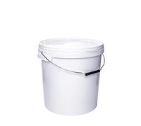 BenBow Secchio con Coperchio - per Alimenti, Stabile, Ermetico, a Prova di Perdite - Contenitore in Plastica, con Manico in Metallo - Vuoto, 4 Pezzi Bianco 20L