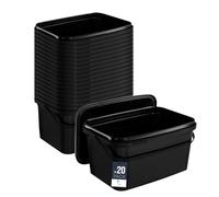 BenBow Secchio rettangolare con coperchio 20x 5l nero - adatto al contatto con alimenti, contenitore di plastica impilabile con manico - vuoto