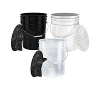 BenBow Set di 3 secchi per Il Lavaggio dell'auto, 20 l, Trasparente, Nero e Bianco, con 3 filtri sporchi, per Auto Professionale, a Mano