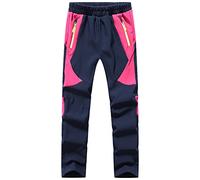 BenBoy Pantaloni Neve Bambino Impermeabile Pantaloni Sci Invernali Ragazze Ragazzo Pantaloni Trekking Softshell Arrampicata Escursionismo,KZ0008-Pink-XL