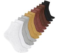 Bencailor 6 Paia Calzini a Cinque Dita a Compressione in Cotone (Colore Retrò, M)