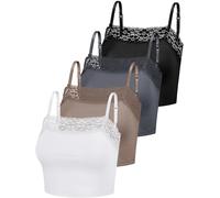 Bencailor Canottiere bralette da donna, in pizzo, spalline sottili, corte e fascianti, 4 pezzi, XL