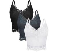 Bencailor Y2k Canotte da Donna in Pizzo, Top in Pizzo, Patchwork Crop Top, Stile Grunge, Canotte a Coste, 3 Pezzi, XL