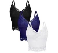 Bencailor Y2k Canotte da Donna in Pizzo, Top in Pizzo, Patchwork Crop Top, Stile Grunge, Canotte a Coste, 3 Pezzi, M