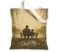 Bench - Borsa tote in tela da donna, vintage, rustica, con padre e figlio, nessuna marrone, lavabile, riutilizzabile, per lo shopping Bru, Marrone, 13x15 Inch