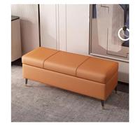 Bench ottomano rettangulare con cerniera di sicurezza, Flip Top End of Bed Storage Bench - Extra Long Bench for Bedroom and Living Room - Arancione (100 cm)