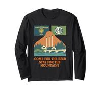 Bend Oregon Retro-Vintage Montagne & Birra per gli amanti della natura Maglia a Manica