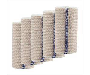 Benda elastica a 5 rotoli - Compressione con chiusura automatica e clip extra, senza lattice per lo sport, C