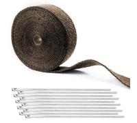 Benda Termica Moto 15M,Benda Termica per Scarico Marmitta,Nastro Isolante Marmitta Band,con 10 fascette in acciaio inox,Protezione Calore Nastro,per Vano Motore Tubi di Scarico (Basalto)