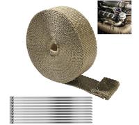 Benda Termica Moto, 5M Nastro Termico Lsolante, Benda Termica per Scarico Marmitta, con 10 Fascette in Acciaio inox, Bende Termiche Moto Nastro, per Collettori di Scarico Nastri per Collettori
