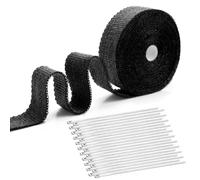 Benda Termica per Scarico Marmitta 12M Bende Termiche Moto Nastro Termico Protezione Calore Scarico Benda Termica Scarico con 20 Fascette Metalliche per Collettori Automobile e Tubo Scarico Moto Nero