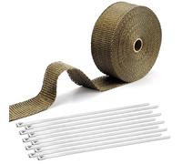 Benda Termica per Scarico Marmitta 6M Bende Termiche Moto Nastro Termico Protezione Calore Scarico Fatto di Fibre di Basalto con 10 Fascette Metalliche per Collettori Automobile (Marrone Oro)