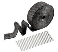Benda Termica Scarico Moto 15m, Nastro Isolante Termico in Fibra di Vetro per Auto con 15pcs 30cm Fascette Acciaio Inossidabile, Benda Termica per Tubi di Scarico Auto e Moto
