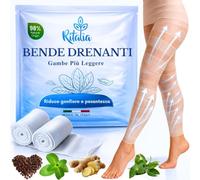 BENDAGGI DRENANTI GAMBE Effetto Freddo Professionale Ritalia® Bende Anticellulite e Tonificanti per Trattamento Drenante Corpo contro Cellulite e Ritenzione, Azione Defaticante Gambe Pesanti