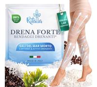 Bendaggi Drenanti Gambe Ritalia® Bende Drena Forte con 37% Sali del Mar Morto - Trattamento Anticellulite e Drenaggio Linfatico per Ritenzione Idrica - Bendaggio Freddo Riutilizzabile fino a 3 Volte