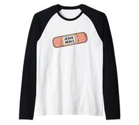 Bendaggio Credi Fede Edificante Gesù Guarisce Maglia con Maniche Raglan