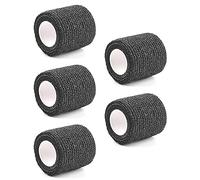 Bende coesive, autoadesive non tessute elastiche per lo sport, nastro per polso e caviglia, morbido e traspirante, 5 rotoli da 10 cm x 4,5 m, colore: nero