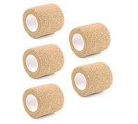 Bende coesive, autoadesive non tessute elastiche per lo sport, nastro per polso e caviglia, morbido e traspirante, 5 rotoli da 2,5 cm x 4,5 m, marrone chiaro
