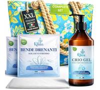 Bende drenanti per gambe + crema da 250 ml per capillari rotti con borsa da spiaggia Ritalia® - Trattamento drenante e rilassante per gambe con effetto freddo.