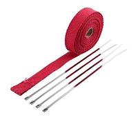 Bende Termiche Moto 5M Auto Moto Tubo di Scarico Wrap Tubo di Calore Wrap Turbo Mainfold Scarico Termico Nastro di Avvolgimento Termico Cravatte In Acciaio Inox Benda Termica Per Scarico Marmitta(Red)