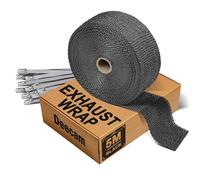 Bende Termiche Moto, 5M Nero Nastro Termico Isolante in Fibra di Vetro con 10 Fascette Metalliche,Deecam Per Tubo Scarico Moto e Automobile