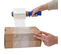 Bendmaxx 50 pellicole elastiche trasparenti da 23 micron, 10 cm x 150 m, in polietilene, con manico, per scatole di spedizione e traslochi, materiale da imballaggio resistente per imballo sicuro e