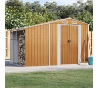 Bendmaxx Casetta porta attrezzi marrone chiaro in acciaio zincato, 277 x 192,5 x 179 cm, con protezione degli angoli, capanno da giardino, magazzino per attrezzi, tosaerba, bicicletta, bidone della