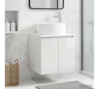 Bendmaxx Lavabo da parete, bianco lucido, in legno, 49,5 x 44,5 x 65,5 cm, con molto spazio e anta per mobili da bagno, armadietto da bagno, cassettiera, bagno degli ospiti, asciugamani e cosmetici
