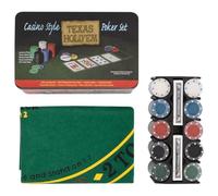 Bendmaxx Set di gettoni da poker da 200 pezzi da 4 g con valigetta in metallo, 2 mazzi di carte, tappetino da gioco 90 x 57,5 cm, pulsante Dealer Button, piccolo grande cieco, ideale per casa, feste