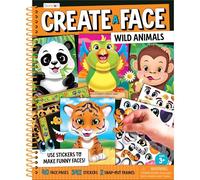 Bendon Create-A-Face - Libro di adesivi con animali selvatici - L'ultima attività di viaggio in aereo e su strada - Crea volti di animali selvatici con 342 adesivi - Età 3+