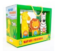 Bendon Safari Friends Blocky Book Set - Ready to Give, 3 libri a forma di tavola con code intrecciate e scatola con maniglia per il trasporto, leone, giraffa, zebra
