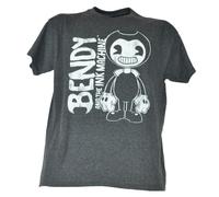 Bendy e Il Inchiostro Macchina Cartoon Carattere Grigio Uomo T-Shirt Tee Manica