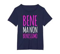 Bene Ma Non Benissimo. Magliette Divertenti. Frasi E Scritte Maglietta, Donna Plus-Size, Navy, 6X