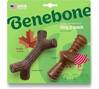 Benebone 2-Pack Maplestick/Zaggler Durable Dog Chew Toys, Real Bacon, Real Maplewood, Made in USA, Tiny, Extra Small, Brown