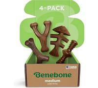 Benebone Confezione da 4 Giochi per Cani, M, per Masticatori Forti <60 lb | Durevole, Multipack, Super Masticatore, Made in USA, Ossa per cani, Di lunga durata, Ogni taglia, Li occupa