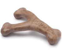 Benebone Puppy Wishbone Durable Dog Chew Toy for Gentle Chewers, Real Bacon, Made in USA, Medium
