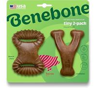 Benebone Tiny 2-Pack Dog Chew Toys, Made in USA, Real Bacon Flavor, Small