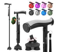 BeneCane Bastone da passeggio per uomini e donne, per anziani, pieghevole Quad Cane regolabile leggero robusto autoportante