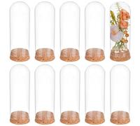 BENECREAT 10 Barattolo Decorativo A Cupola, Campana di Vetro con Campana In Vetro Cloche Da 10.5x4.7cm con Base In Sughero per Riporre Fiori, Esemplari, Decorazioni Artigianali
